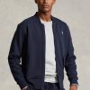 Marinblå Ralph Lauren dubbelstickade bomberjackor för män Marinblå Ralph Lauren dubbelstickade bomberjackor för män