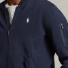 Marinblå Ralph Lauren dubbelstickade bomberjackor för män Marinblå Ralph Lauren dubbelstickade bomberjackor för män