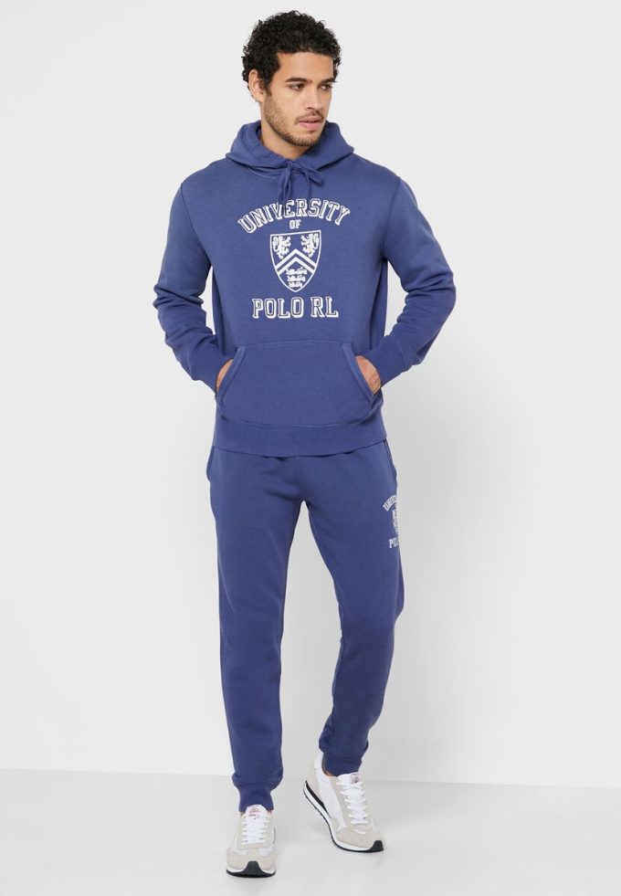 Marinblå Ralph Lauren Essential träningsbyxor med downstring för män Marinblå Ralph Lauren Essential träningsbyxor med downstring för män