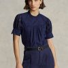 Marinblå Ralph Lauren Eyelet-broderade bomullstoppar för kvinnor Marinblå Ralph Lauren Eyelet-broderade bomullstoppar för kvinnor