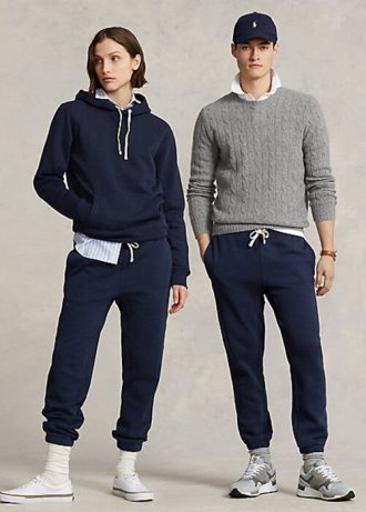 Marinblå Ralph Lauren fleeceträningsbyxor för kvinnor
