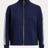 Marinblå Ralph Lauren French Terry Jackor med full dragkedja för kvinnor Marinblå Ralph Lauren French Terry Jackor med full dragkedja för kvinnor