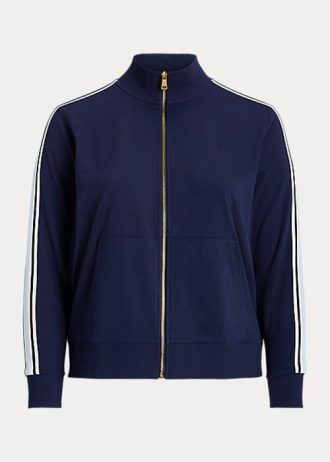 Marinblå Ralph Lauren French Terry Jackor med full dragkedja för kvinnor