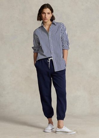 Marinblå Ralph Lauren friidrottsbyxor i fleece för kvinnor