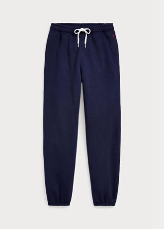Marinblå Ralph Lauren friidrottsbyxor i fleece för kvinnor