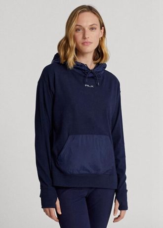 Marinblå Ralph Lauren GolfLogo Hybrid Jersey Hoodie för kvinnor
