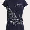 Marinblå Ralph Lauren grafisk tröja för kvinnor Marinblå Ralph Lauren grafisk tröja för kvinnor