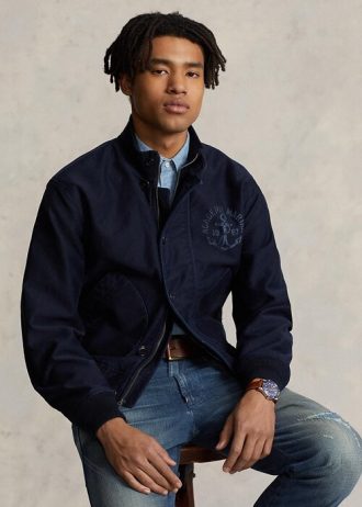Marinblå Ralph Lauren grafiska deckjackor för män