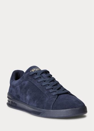 Marinblå Ralph Lauren Heritage Court II Sneakers i mocka
