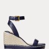 Marinblå Ralph Lauren Hilarie Läder Espadrille för kvinnor Marinblå Ralph Lauren Hilarie Läder Espadrille för kvinnor