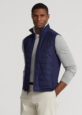 Marinblå Ralph Lauren Hybrid Mockneck-väst för män