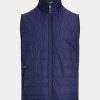 Marinblå Ralph Lauren Hybrid Mockneck-väst för män Marinblå Ralph Lauren Hybrid Mockneck-väst för män