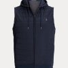 Marinblå Ralph Lauren Hybrid-väst med huva för män Marinblå Ralph Lauren Hybrid-väst med huva för män