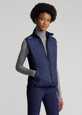 Marinblå Ralph Lauren hybridväst med quiltad front för kvinnor