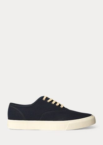 Marinblå Ralph Lauren Indigo Canvas Sneakers för kvinnor