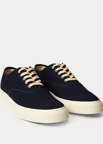 Marinblå Ralph Lauren Indigo Canvas Sneakers för kvinnor