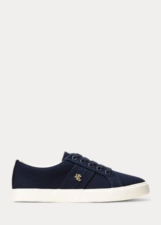 Marinblå Ralph Lauren Janson II Canvas Sneakers för kvinnor