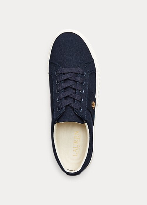 Marinblå Ralph Lauren Janson II Canvas Sneakers för kvinnor Marinblå Ralph Lauren Janson II Canvas Sneakers för kvinnor