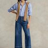 Marinblå Ralph Lauren Jeans med vida ben för kvinnor Marinblå Ralph Lauren Jeans med vida ben för kvinnor
