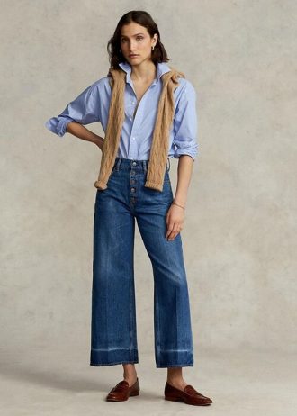 Marinblå Ralph Lauren Jeans med vida ben för kvinnor