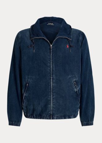 Marinblå Ralph Lauren jeansjackor med huv