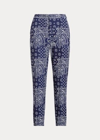 Marinblå Ralph Lauren Joggerbyxor med bandanatryck för kvinnor