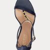 Marinblå Ralph Lauren Kate Nappa Lädersandaler för kvinnor Marinblå Ralph Lauren Kate Nappa Lädersandaler för kvinnor