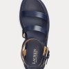 Marinblå Ralph Lauren Kayleen Nappa Lädersandaler för kvinnor Marinblå Ralph Lauren Kayleen Nappa Lädersandaler för kvinnor