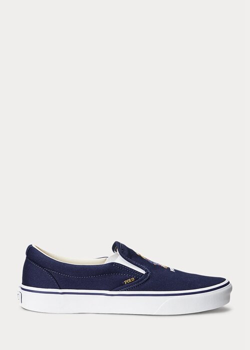 Marinblå Ralph Lauren Keaton Polo Bear Slip-On Sneakers för män Marinblå Ralph Lauren Keaton Polo Bear Slip-On Sneakers för män