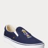 Marinblå Ralph Lauren Keaton Polo Bear Slip-On Sneakers för män Marinblå Ralph Lauren Keaton Polo Bear Slip-On Sneakers för män