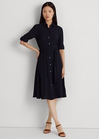 Marinblå Ralph Lauren Klänning med passform och flaredress för kvinnor