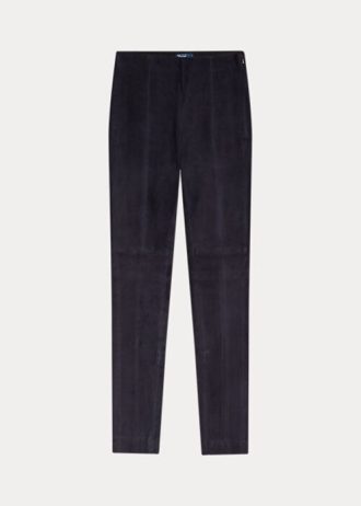 Marinblå Ralph Lauren Leggings i lammskinn i mocka för kvinnor