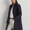 Marinblå Ralph Lauren långa vadderade jackor för kvinnor Marinblå Ralph Lauren långa vadderade jackor för kvinnor