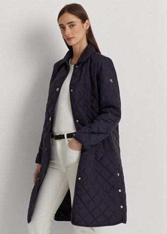 Marinblå Ralph Lauren långa vadderade jackor för kvinnor