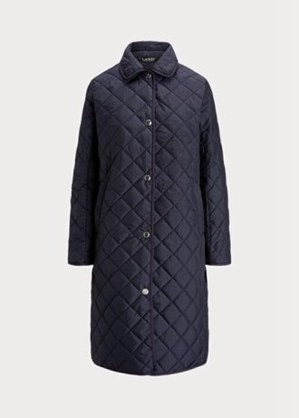 Marinblå Ralph Lauren långa vadderade jackor för kvinnor