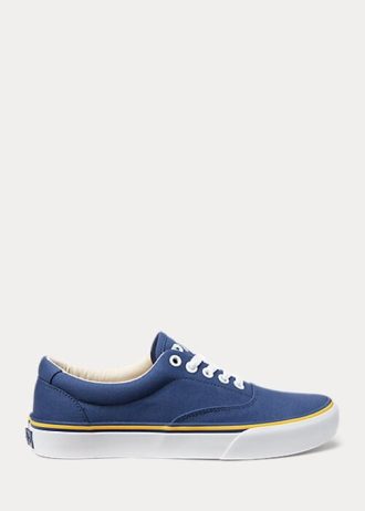 Marinblå Ralph Lauren-logotyp Sneakers i bomull Canvas Marinblå Ralph Lauren-logotyp Sneakers i bomull Canvas