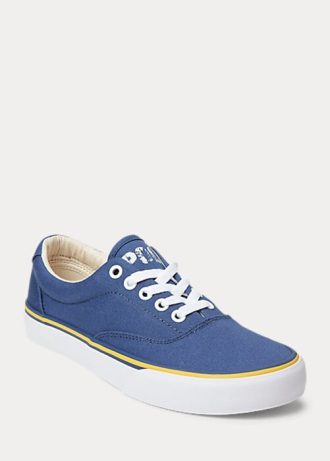 Marinblå Ralph Lauren-logotyp Sneakers i bomull Canvas Marinblå Ralph Lauren-logotyp Sneakers i bomull Canvas