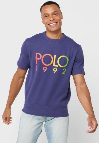 Marinblå Ralph Lauren logotyp T-shirts med rund hals för män Marinblå Ralph Lauren logotyp T-shirts med rund hals för män