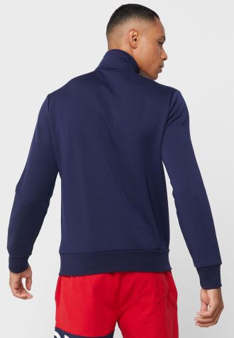Marinblå Ralph Lauren-logotyp tröja med halv dragkedja för män