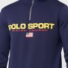 Marinblå Ralph Lauren-logotyp tröja med halv dragkedja för män Marinblå Ralph Lauren-logotyp tröja med halv dragkedja för män
