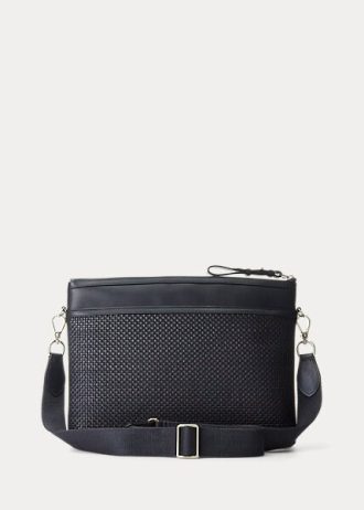 Marinblå Ralph Lauren Messenger-väskor i vävt kalvskinn för män