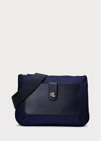 Marinblå Ralph Lauren Oxford Medium Jamey Crossbody-väskor för kvinnor