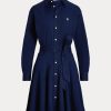 Marinblå Ralph Lauren panelklänning för kvinnor Marinblå Ralph Lauren panelklänning för kvinnor