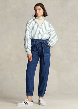 Marinblå Ralph Lauren Paperbag Jogger Jeans för kvinnor