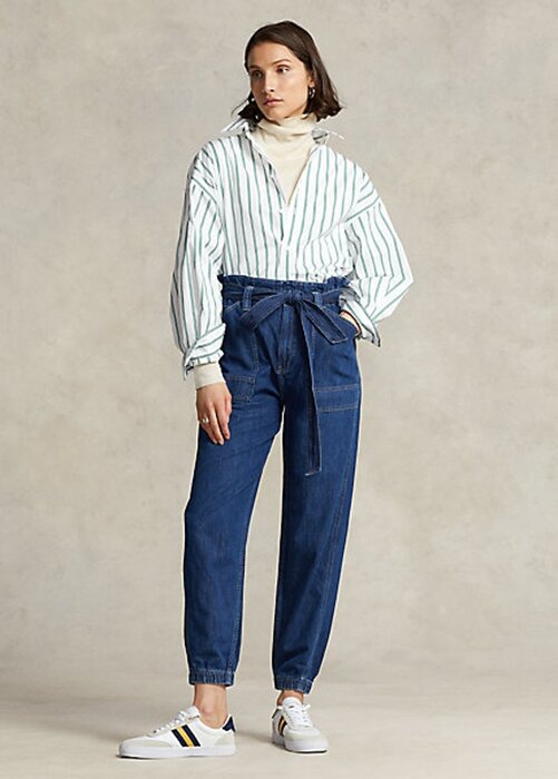 Marinblå Ralph Lauren Paperbag Jogger Jeans för kvinnor Marinblå Ralph Lauren Paperbag Jogger Jeans för kvinnor