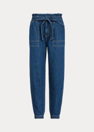 Marinblå Ralph Lauren Paperbag Jogger Jeans för kvinnor