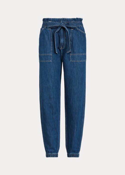 Marinblå Ralph Lauren Paperbag Jogger Jeans för kvinnor Marinblå Ralph Lauren Paperbag Jogger Jeans för kvinnor