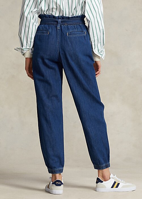Marinblå Ralph Lauren Paperbag Jogger Jeans för kvinnor Marinblå Ralph Lauren Paperbag Jogger Jeans för kvinnor