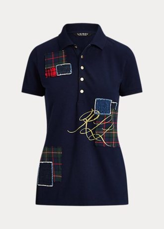 Marinblå Ralph Lauren Patchwork piképikétröjor för kvinnor Marinblå Ralph Lauren Patchwork piképikétröjor för kvinnor