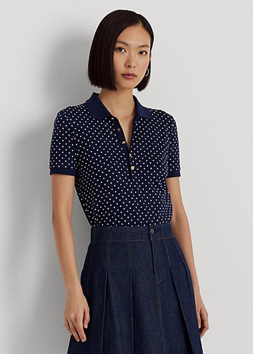 Marinblå Ralph Lauren piképikétröjor för damer Marinblå Ralph Lauren piképikétröjor för damer